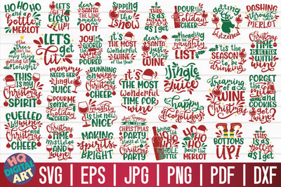 Christmas wine SVG Bundle | 34 designs SVG HQDigitalArt 