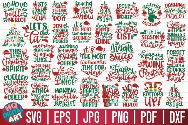 Christmas wine SVG Bundle | 34 designs SVG HQDigitalArt 