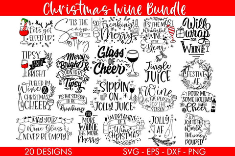 Christmas Wine SVG Bundle SVG Freeling Design House 
