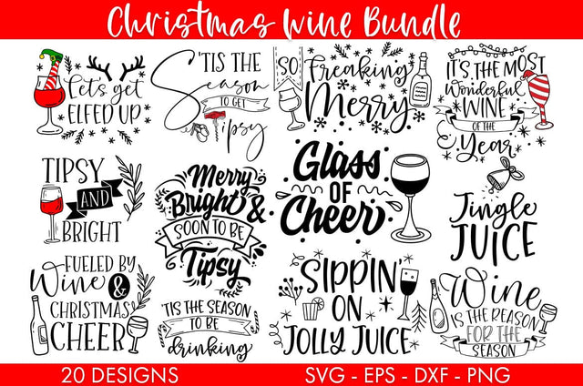 Christmas Wine SVG Bundle SVG Freeling Design House 