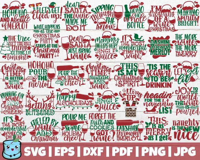 Christmas Wine SVG Bundle SVG MintyMarshmallows 