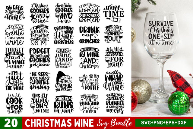 Christmas Wine SVG Bundle SVG Regulrcrative 