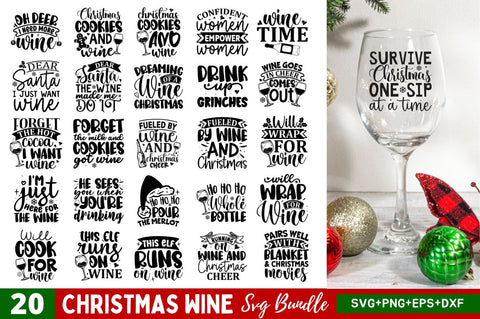 Christmas Wine SVG Bundle SVG Regulrcrative 