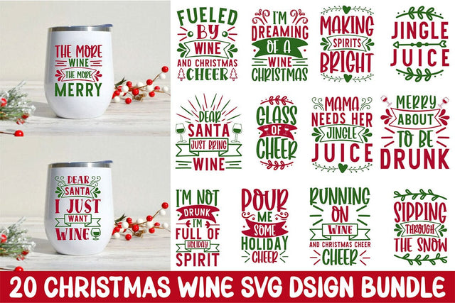 Christmas Wine SVG Bundle SVG Rupkotha 