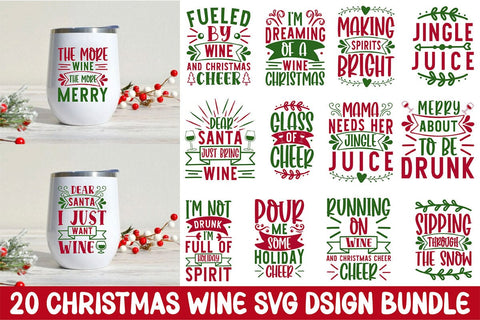 Christmas Wine SVG Bundle SVG Rupkotha 