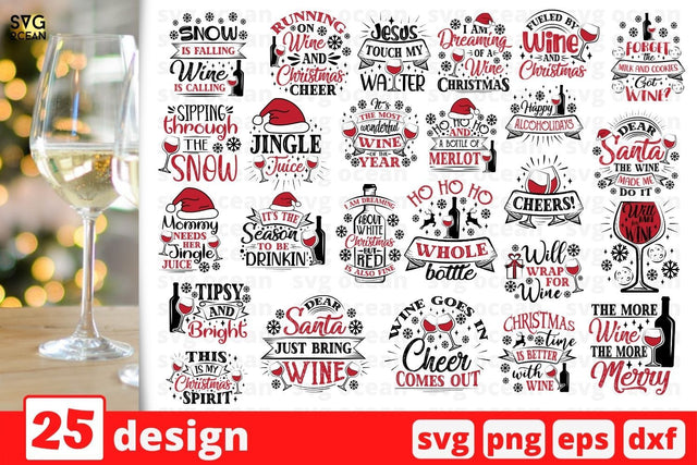 Christmas Wine SVG Bundle SVG SvgOcean 