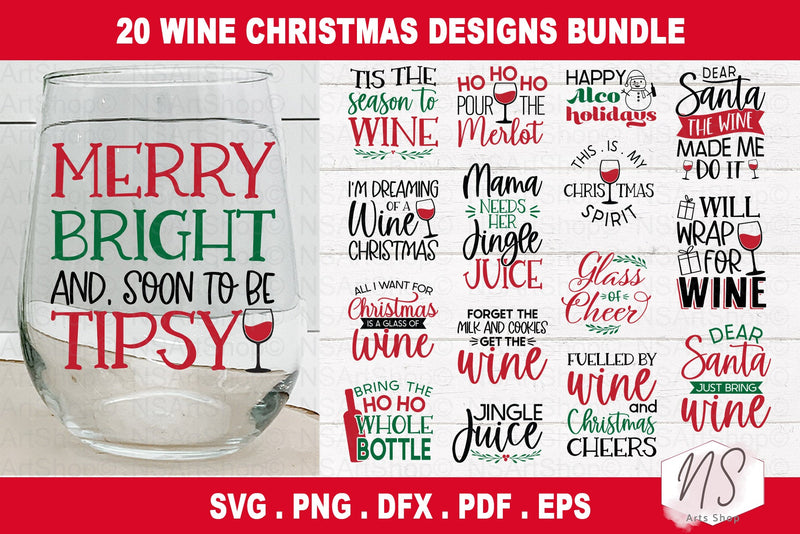 Christmas wine svg bundle, wine Christmas svg, believe svg, christmas cut file, christmas scene svg, funny christmas svg, cut file SVG NS Arts Shop 