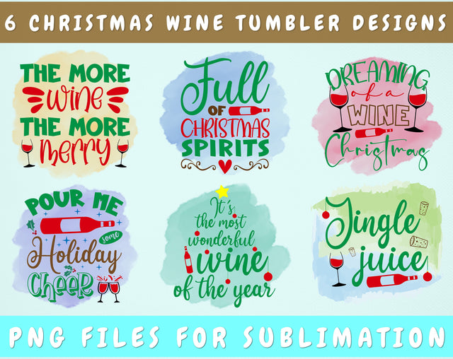 Christmas Wine Tumbler Sublimation Designs Bundle, 6 Designs, Christmas Wine Tumbler PNG Files, The More Wine The More Merry PNG, Jingle Juice PNG Sublimation HappyDesignStudio 