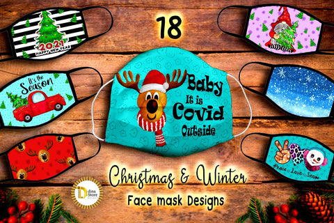 Christmas & Winter Face mask Sublimation Designs Sublimation Dina.store4art 