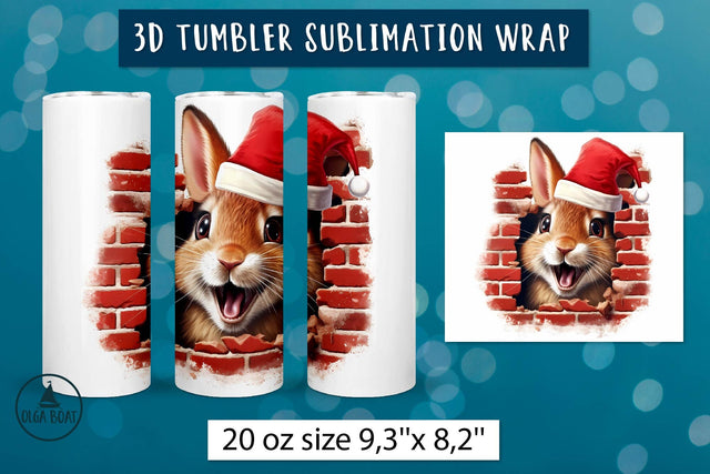 Christmas winter hare tumbler wrap | Christmas rabbit png Sublimation Olga Boat Design 