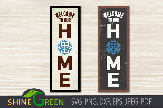 Christmas Winter Home Snowflake Cross Vertical Porch Sign SVG DXF SVG Shine Green Art 