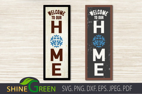 Christmas Winter Home Snowflake Cross Vertical Porch Sign SVG DXF SVG Shine Green Art 