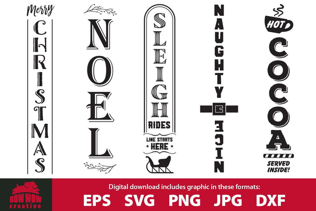 Christmas / Winter Porch Sign SVG Cutting File Bundle 2 SVG Bow Wow Creative 