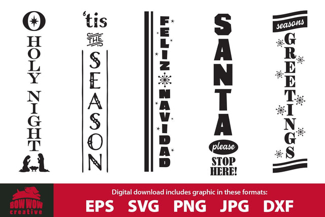 Christmas / Winter Porch Sign SVG Cutting File Bundle 3 SVG Bow Wow Creative 