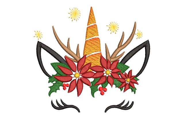 Christmas Winter Unicorn Embroidery Design, 3 sizes, Instant Download Embroidery/Applique DESIGNS ArtEMByNatalia 