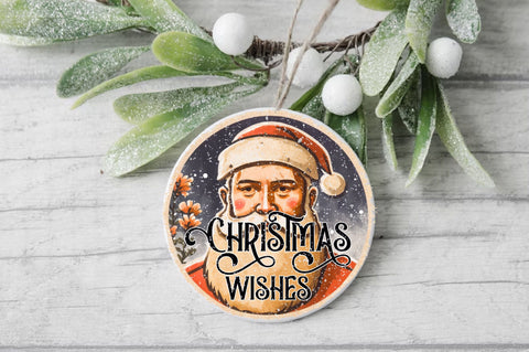 Christmas Wishes Rustic Santa Round Sublimation Sublimation Jagonath Roy 