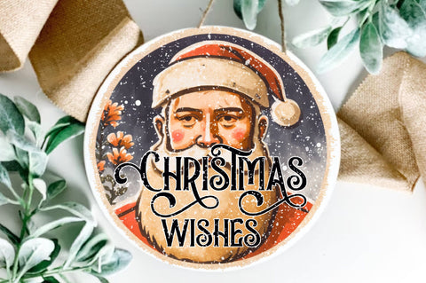 Christmas Wishes Rustic Santa Round Sublimation Sublimation Jagonath Roy 