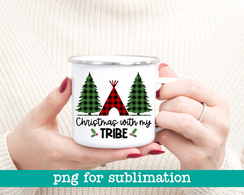 Christmas with my tribe png, Christmas png, Buffalo plaid png, Christmas designs, Christmas print, Digital downloads, Christmas saying Sublimation MAKStudion 