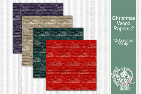 Christmas Wood Papers 02 Digital Pattern QueenBrat Digital Designs 