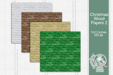 Christmas Wood Papers 02 Digital Pattern QueenBrat Digital Designs 