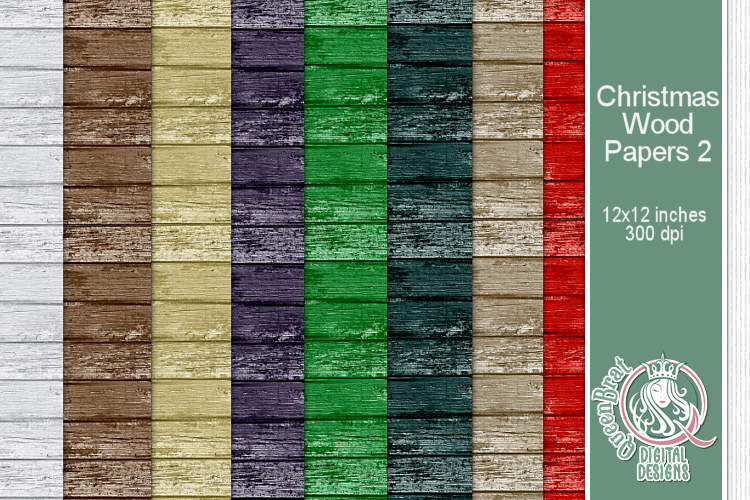 Christmas Wood Papers 02 Digital Pattern QueenBrat Digital Designs 