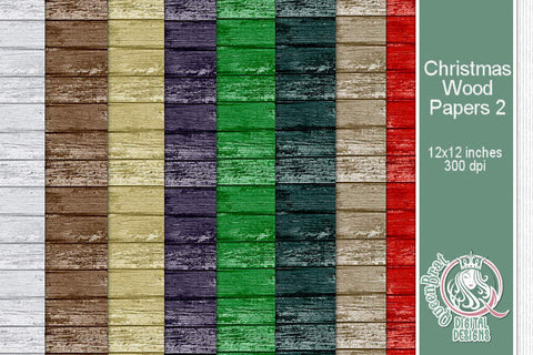 Christmas Wood Papers 02 Digital Pattern QueenBrat Digital Designs 