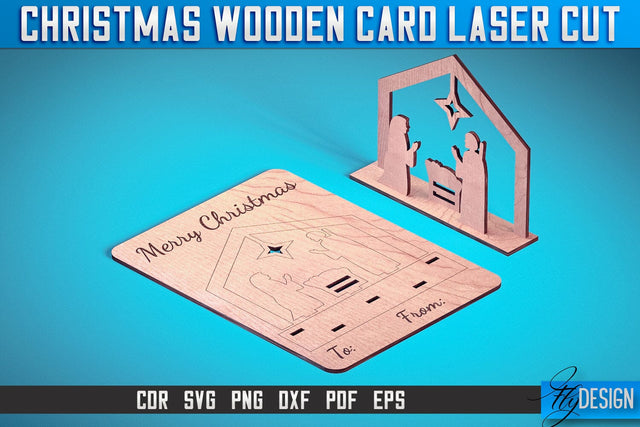Christmas Wooden Card Laser Cut SVG | Christmas Laser Cut SVG Design | CNC Files SVG Fly Design 