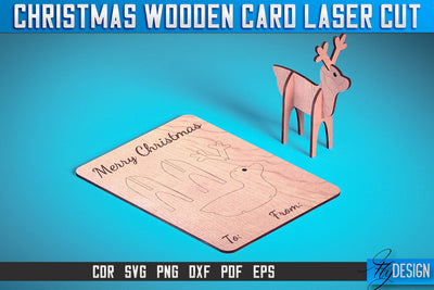 Christmas Wooden Card Laser Cut SVG | Christmas Laser Cut SVG Design | CNC Files SVG Fly Design 