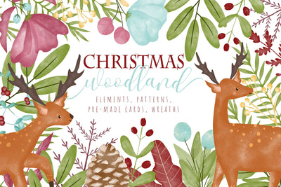 Christmas Woodland Watercolor Clipart SVG dapiyupi store 