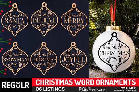 Christmas Word Ornaments SVG Bundle SVG Regulrcrative 