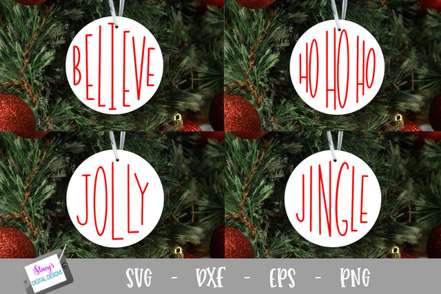 Christmas Words - 4 Round Ornament Designs SVG Stacy's Digital Designs 