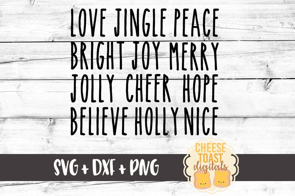 Christmas Words - Holiday SVG PNG DXF Cut Files - So Fontsy
