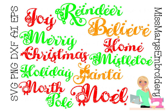 Christmas Words SVG MissMarysEmbroidery 