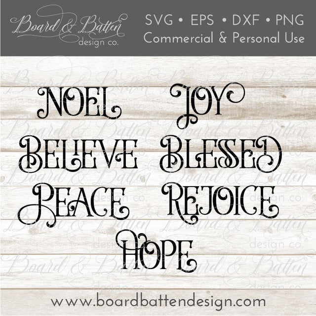 Christmas Words SVG Set 1 SVG Board & Batten Design Co 