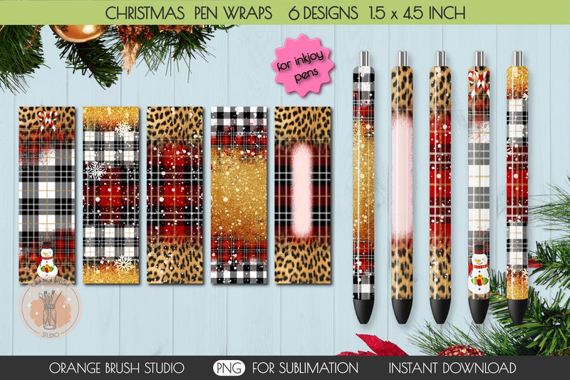 Christmas Wraps Bundle Sublimation Designs Leopard Print Pens Sublimation OrangeBrushStudio 