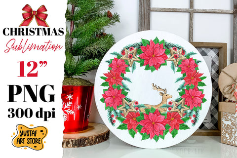 Christmas Wreath Bundle PNG. Christmas round sign 6 design Sublimation Yustaf Art Store 