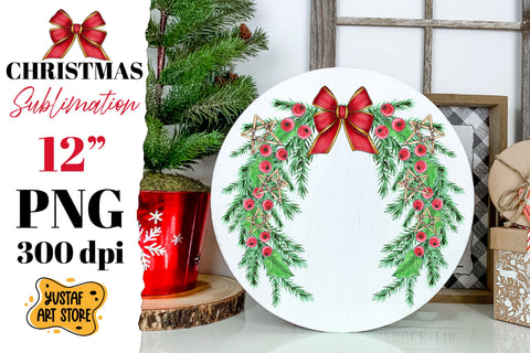 Christmas Wreath Bundle PNG. Christmas round sign 6 design Sublimation Yustaf Art Store 