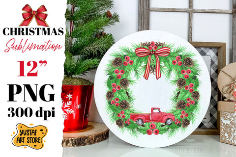 Christmas Wreath Bundle PNG. Christmas round sign 6 design Sublimation Yustaf Art Store 