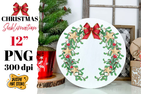 Christmas Wreath Bundle PNG. Christmas round sign 6 design Sublimation Yustaf Art Store 