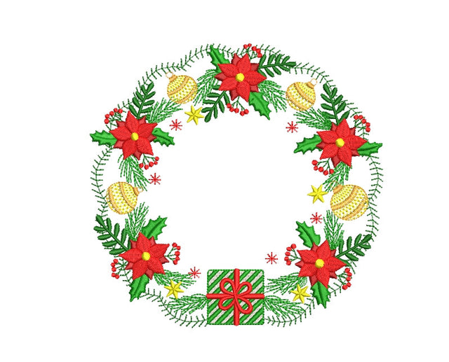 Christmas wreath embroidery design , 4 sizes, instant download. Embroidery/Applique DESIGNS ArtEMByNatalia 