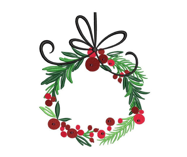 Christmas Wreath Embroidery Design, 5 sizes, Instant Download Embroidery/Applique DESIGNS Nino Nadaraia 