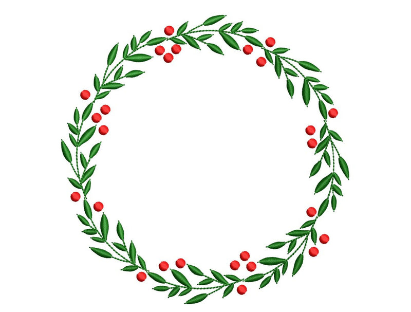 Christmas Wreath Embroidery Design, 5 sizes, Instant Download - So Fontsy