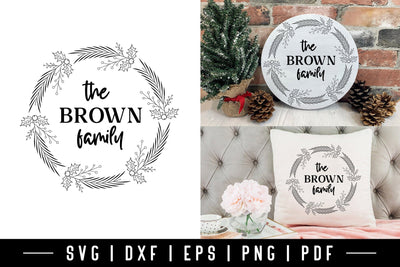Christmas Wreath Family Monogram SVG SVG CraftLabSVG 