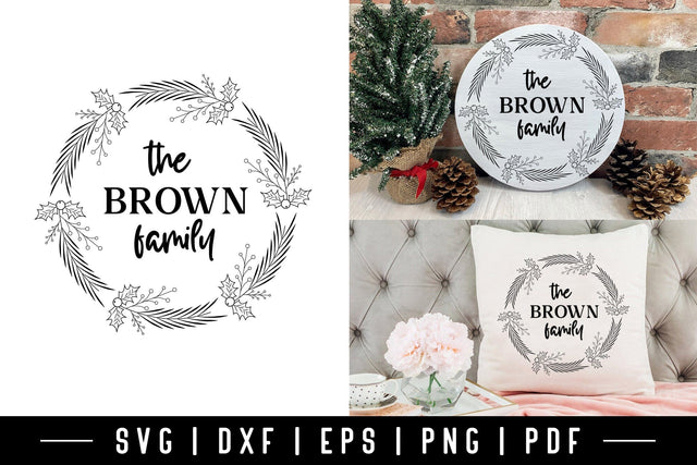 Christmas Wreath Family Monogram SVG SVG CraftLabSVG 