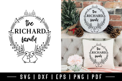 Christmas Wreath Family Monogram SVG SVG CraftLabSVG 