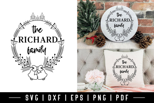 Christmas Wreath Family Monogram SVG SVG CraftLabSVG 
