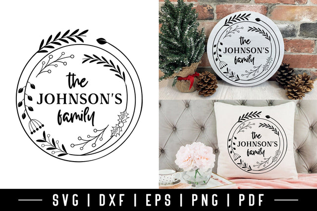 Christmas Wreath Family Name SVG SVG CraftLabSVG 