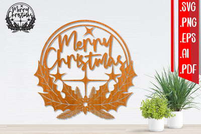 Christmas Wreath Laser Cut - Svg Eps Ai Png Pdf SVG zafrans studio 
