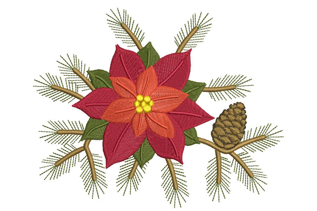Christmas wreath Machine Embroidery Design, Holiday Poinsettia Embroidery Design, Christmas decor Embroidery Design, Embroidery/Applique DESIGNS NextEmbroidery 