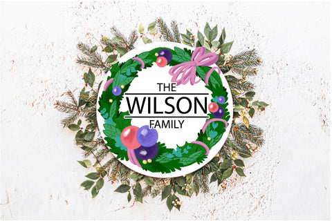 Christmas Wreath Monogram Round | Christmas Sublimation Sublimation TatiStudio 